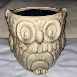 6” Owl Planter. Crackle grey.